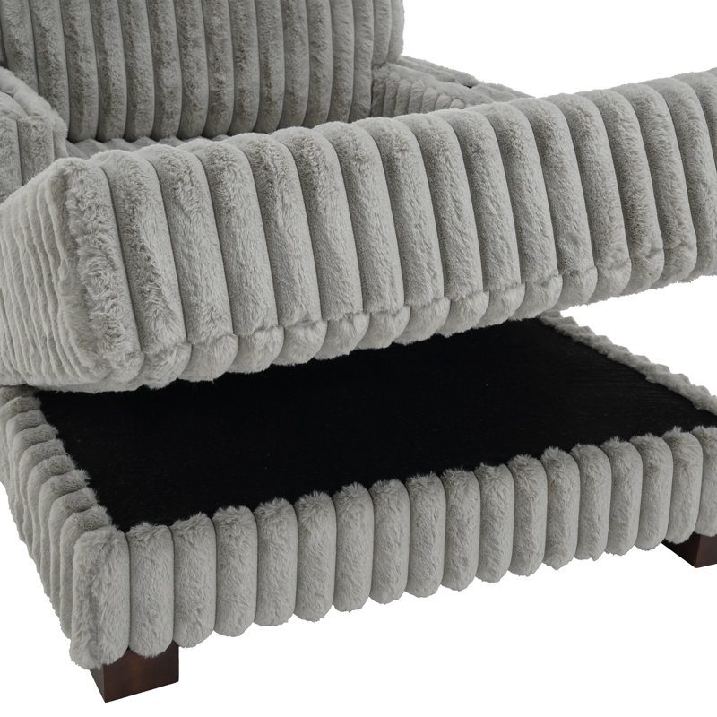 Méridienne 59 po, Gris clair , Faux Fur