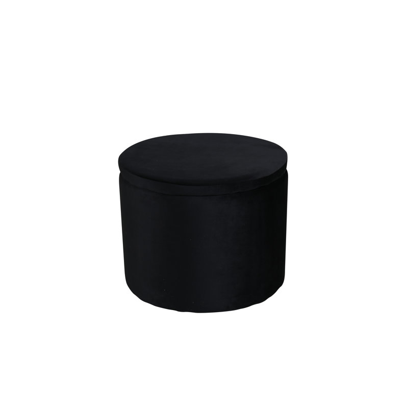 Dareona 51cm Wide Round Pouf Ottoman, Black