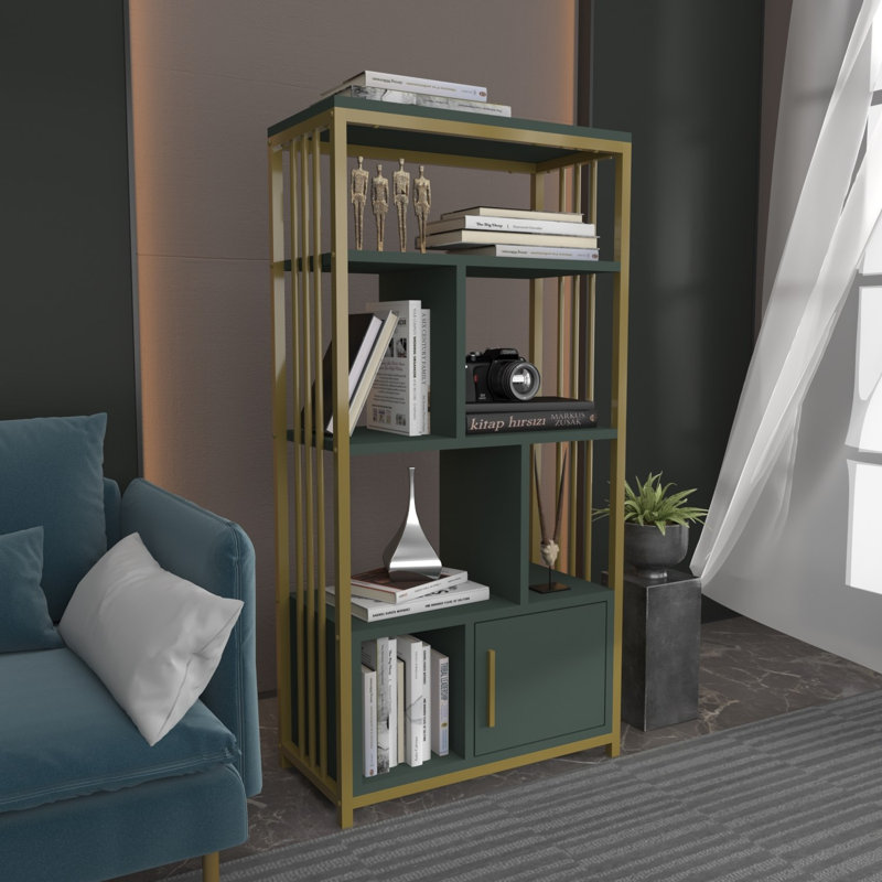 VALERO BOOKCASE, Silva Green/Gold