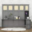 Lit escamotable avec bureau, lit mural escamotable en bois et rotin avec étagères de rangement et armoires en rotin-1347149983