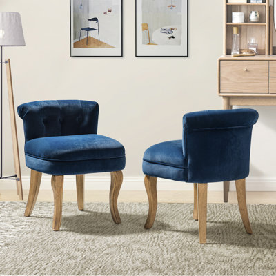 Modern Tufted Velvet Side Chair with Solid Wood Legs