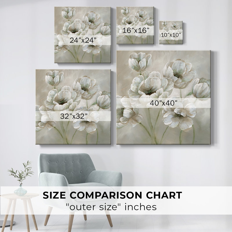 Doux coquelicots naturels sur toile, H 8 po x l 8 po x P 1,5 po