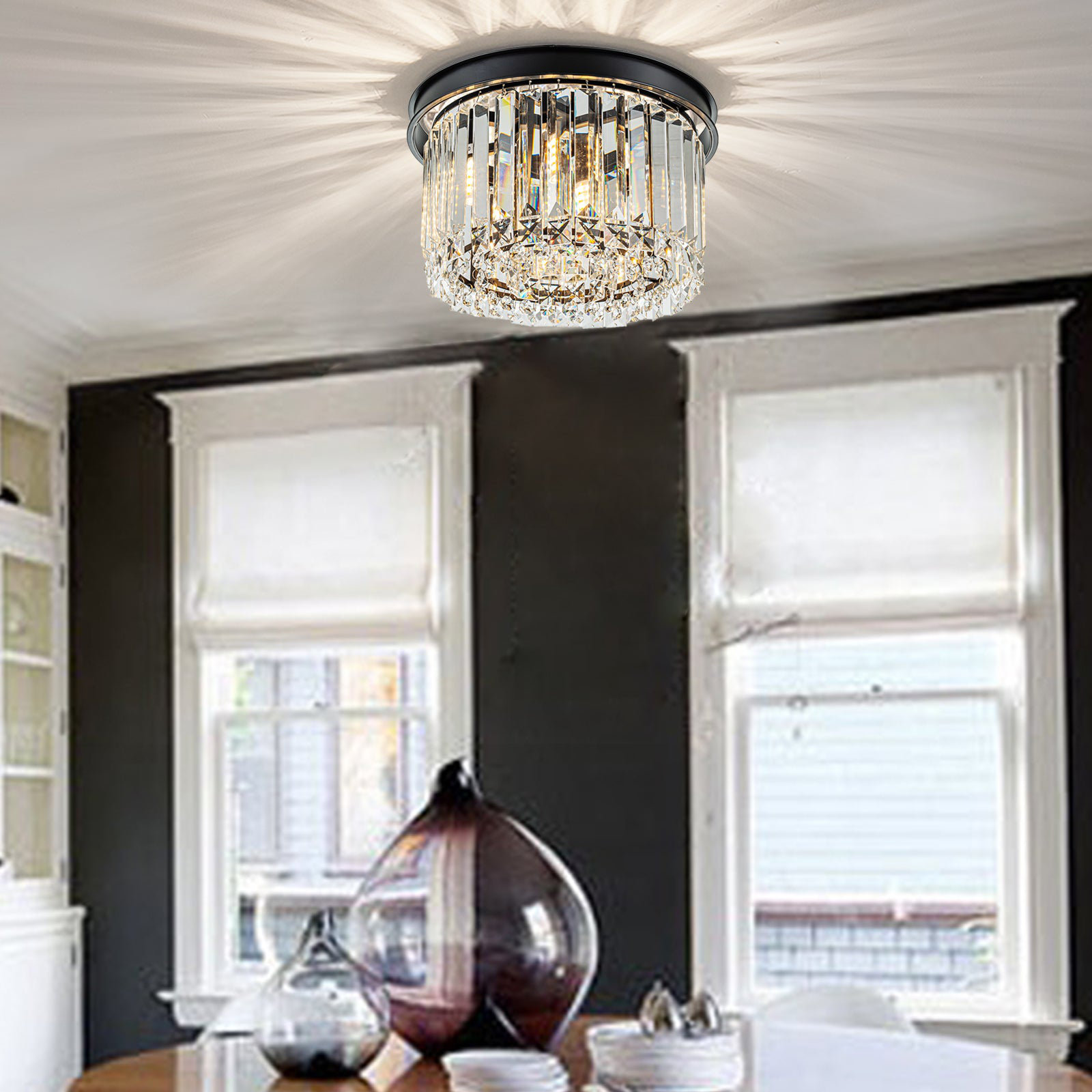 Mercer41 Crystal Semi Flush Mount | Wayfair