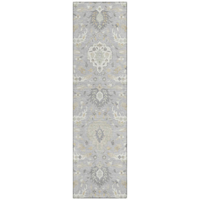 Ilyara Gray Washable Indoor-Outdoor Rug - 