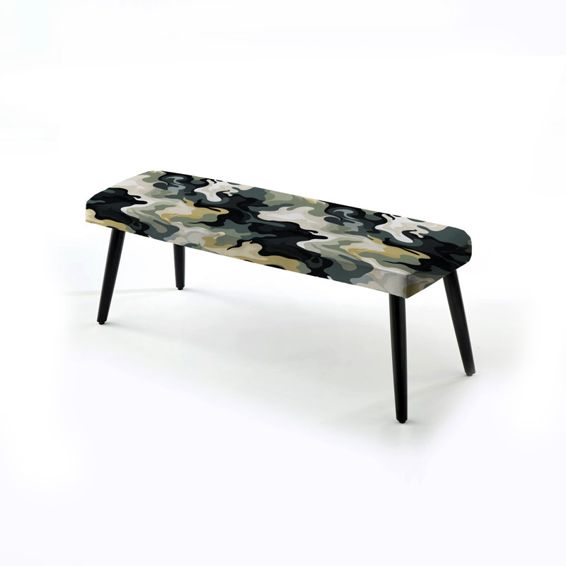 Industrial Edge - Camouflage Upholstered Black Bench