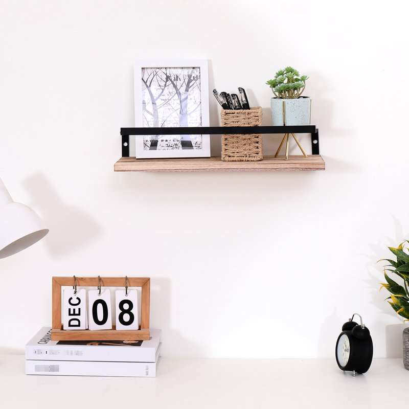 De 2 tablettes en bois naturel - Monté avec des supports pour chambre à coucher, salon, cuisine, salle de bain
