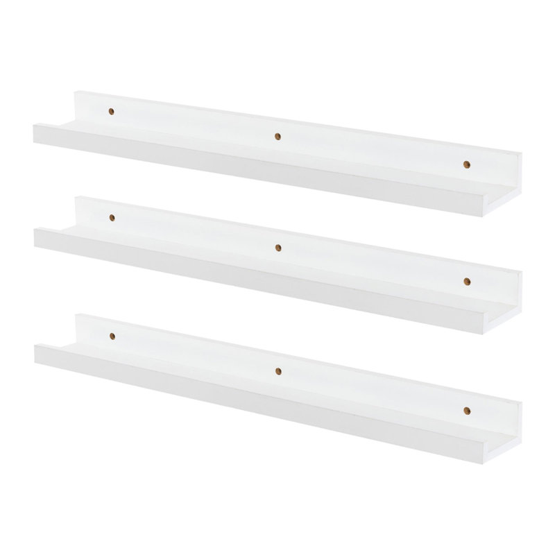 Harbour Housewares - Kids Floating Gallery Bookshelves, 4.5cm H x 56cm H x 8.5cm D, Off-White