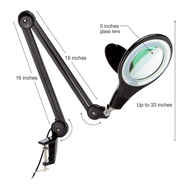 OttLite 5-Inch LED Magnifier Light with Clip and Stand