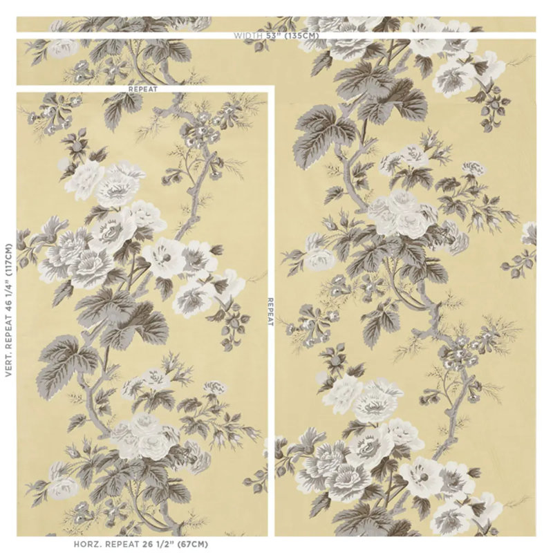 Pyne Hollyhock Fabric, Buttercup