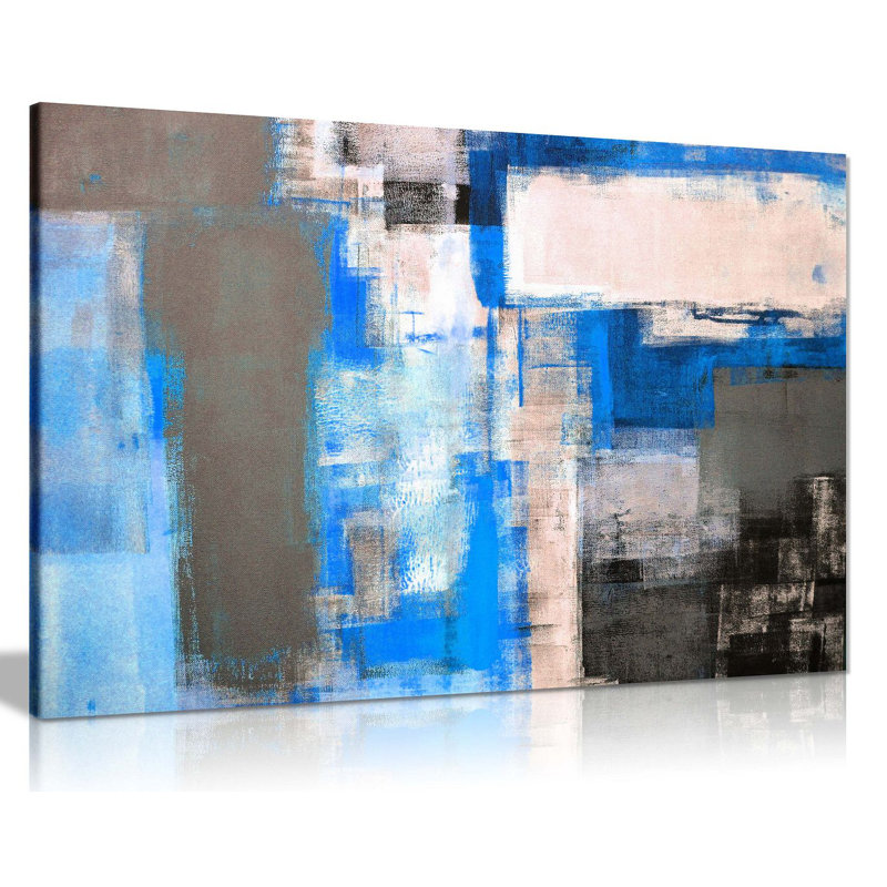 Office Abstract Art Painting - Wrapped Canvas Print, Pink, 41cm H x 61cm W