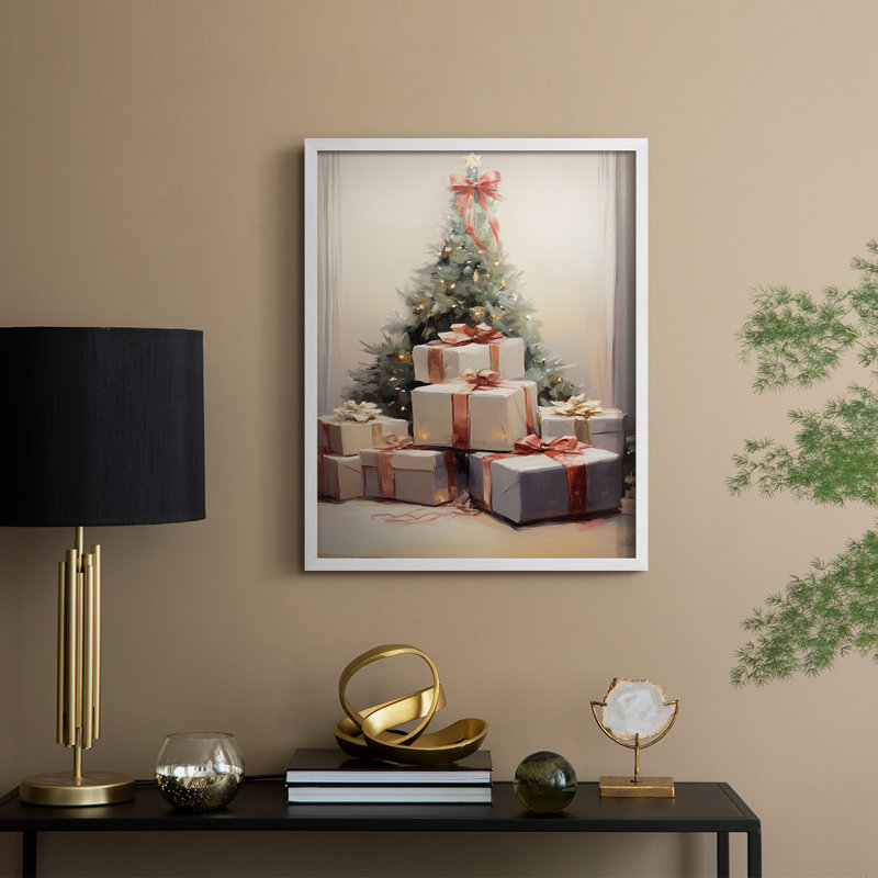 «Christmas Holiday Art», série 2, reproduction encadrée CCLV - bois massif, H 11 po x l 9 po, Blanc
