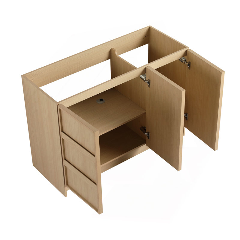 Meuble-lavabo autoportant 48 po et 3 portes d'armoire à fermeture en douceur, contreplaqué, chêne Dune (KD-PACKING)