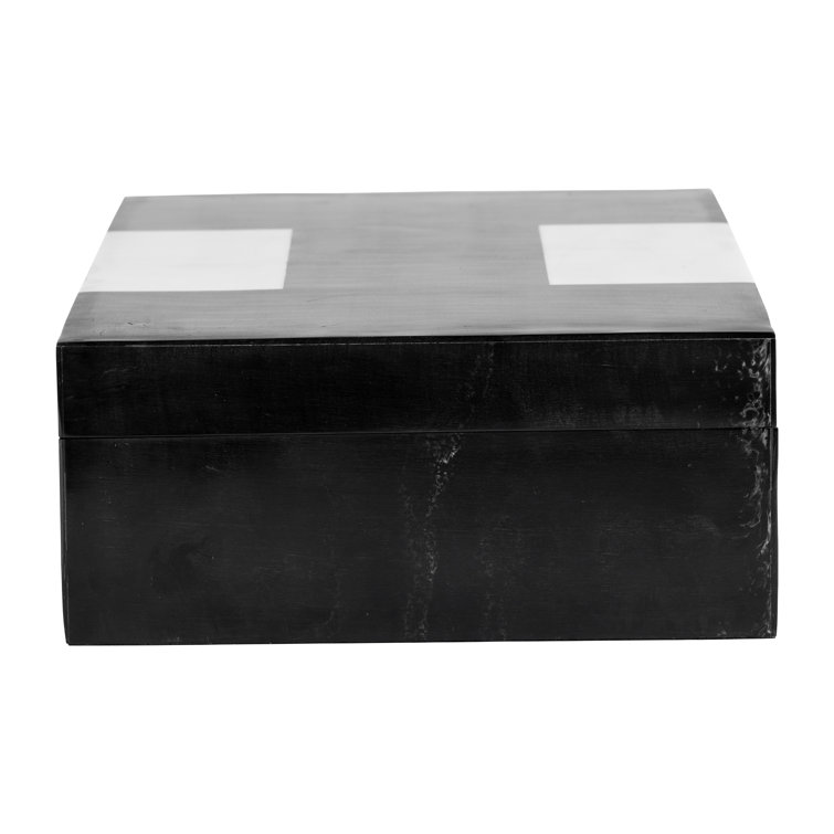 Joss & Main Set of 2 Black and White Storage Boxes - Simple Design Matching 10 and 12 Polyresin Decorative Box Set - Personal Storage Cases