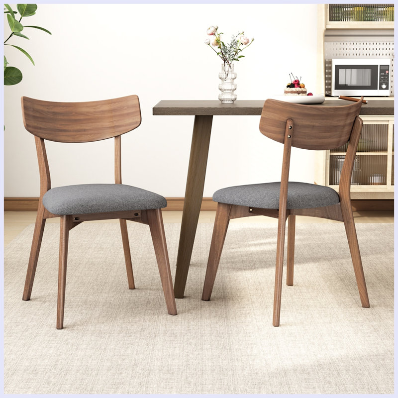 Chaises de salle à manger rembourrées Mid-Century, Gris foncé