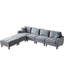 Velours côtelé gris en forme de U avec 2 coussins et deux repose-pieds pour se détendre-1384918449