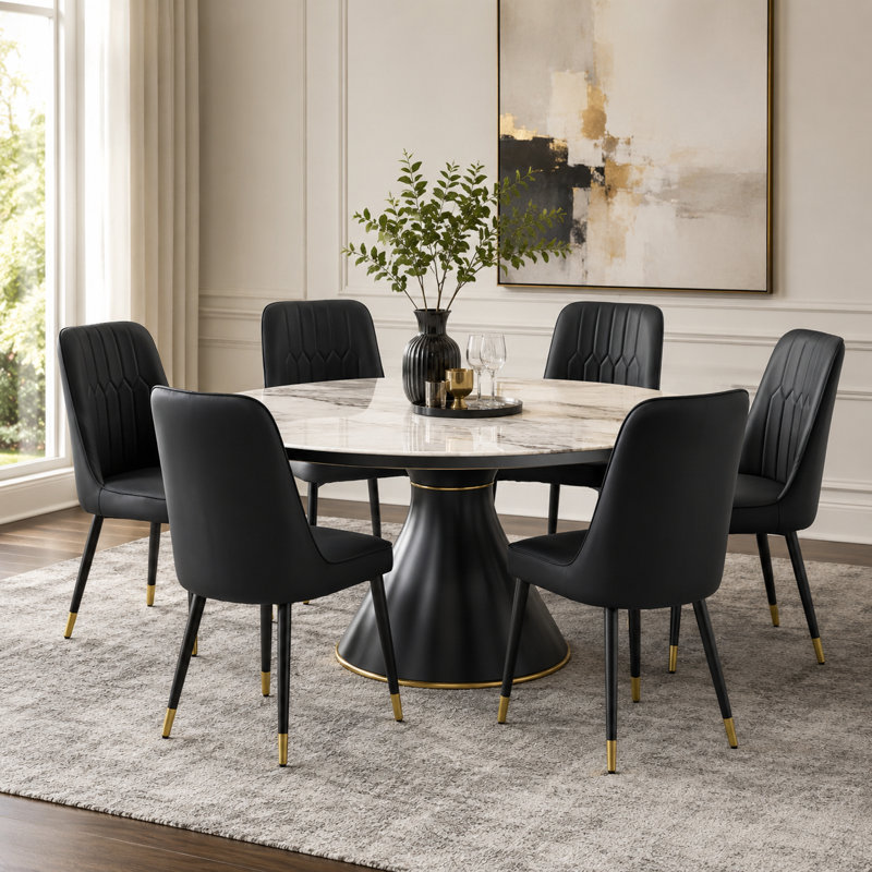 Faux Leather Upholstered Solid Back Side Chair, Black