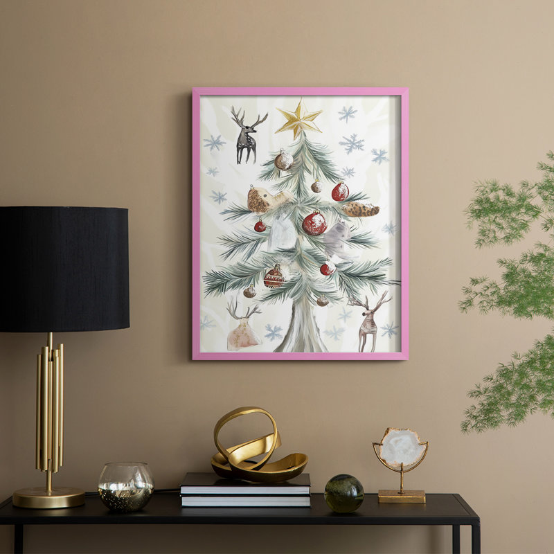 «Christmas Holiday Art», reproduction encadrée CECX III, Rose, H 11 po x l 9 po
