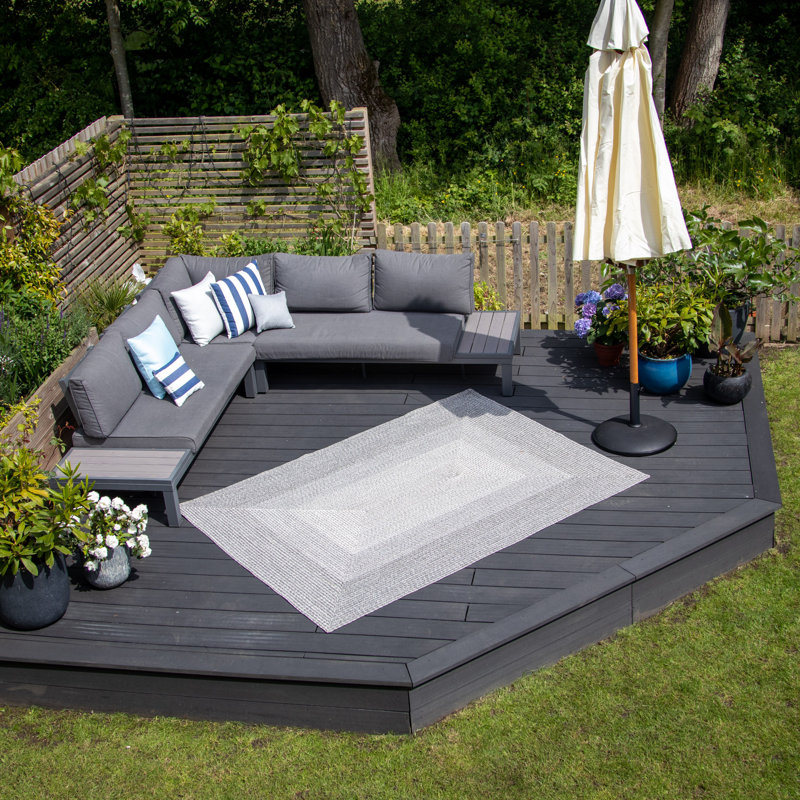 Rita Small Handwoven Rectangular Indoor/Outdoor Rug in Pebble Grey, Rectangle 366 x 274cm