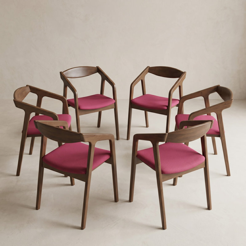 Arbnora 17.5'' H Fabric Upholstered Armchair, Red, Walnut