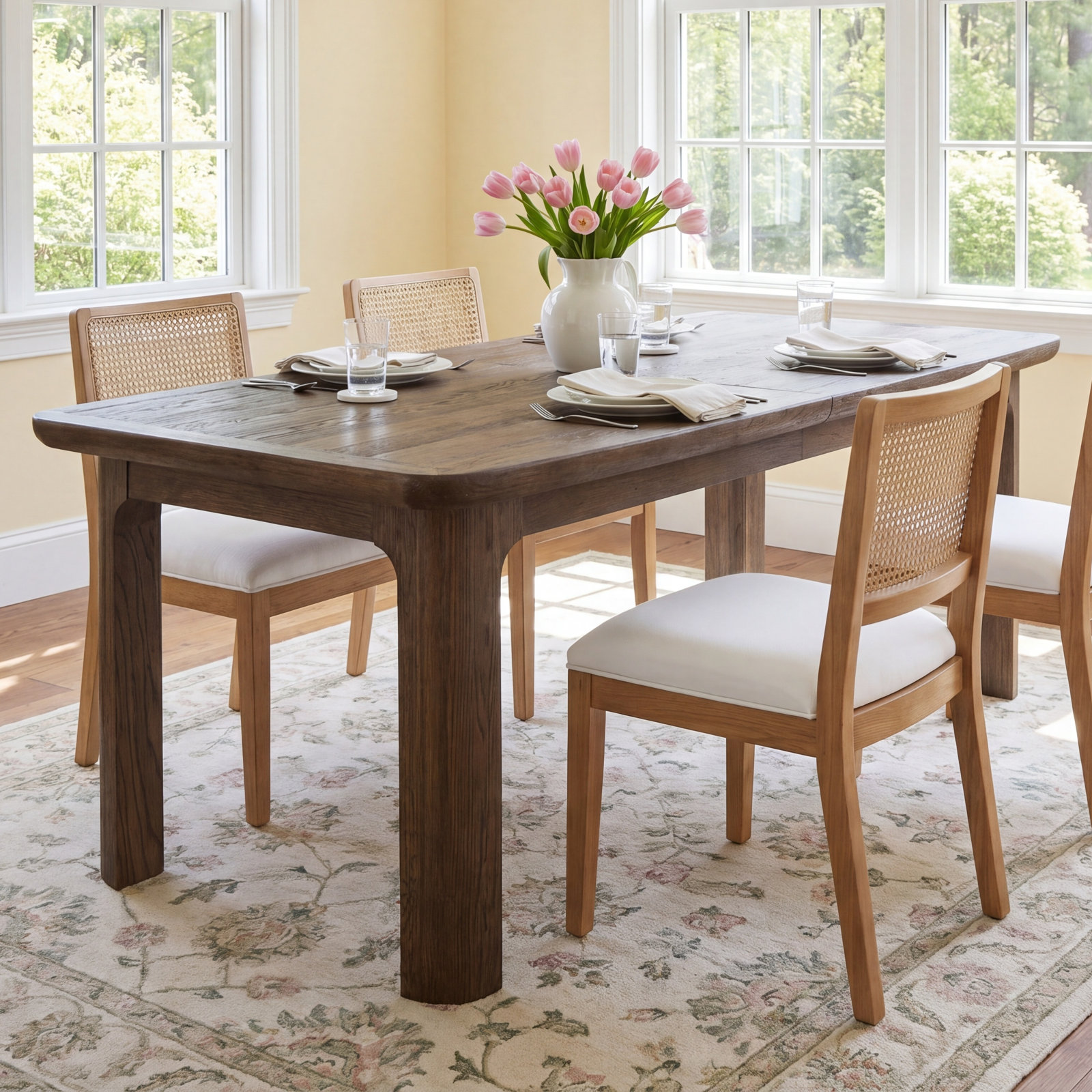 Modern 86'' Extendable Dining Table, Brown