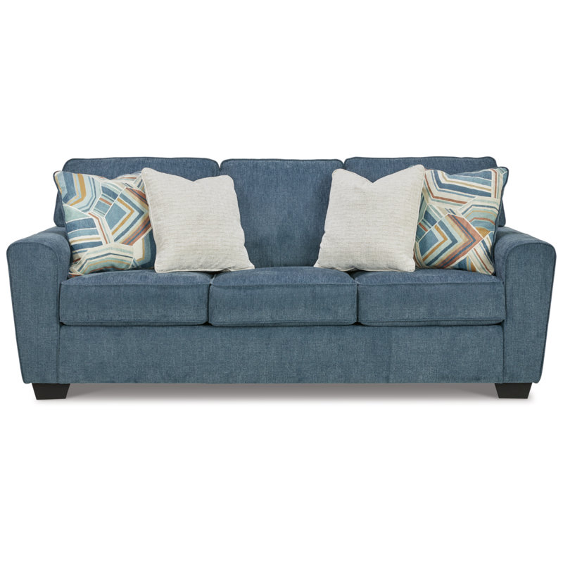 Cashton 87'' Upholstered Sofa, Blue 100% Polyester