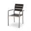 Chaise de salle à manger d'extérieur moderne en aluminium avec siège en faux bois (ensemble de 2), gris et argent