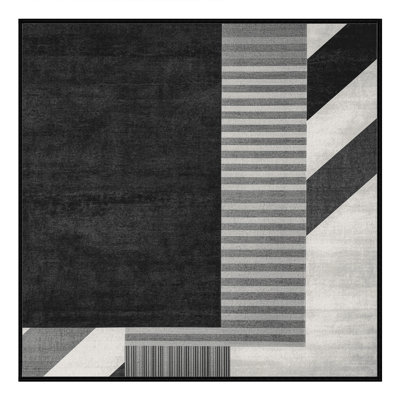 Machine Washable Carlstadt Contemporary Striped Rug in Gray – Black Binding