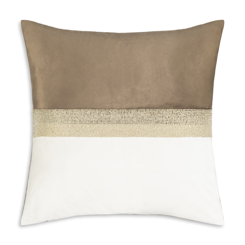 Striped Velvet Throw Pillow, Ivory/Beige