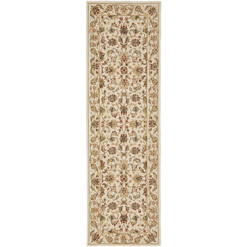 Hollander Oriental Handmade Looped Wool Ivory Area Rug, Runner 2'6" x 10'