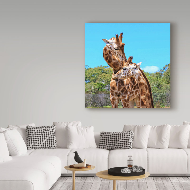«Two Giraffes Wildlife» par Yareny, reproduction de photo sur toile tendue, H 14 po x l 14 po x P 2 po
