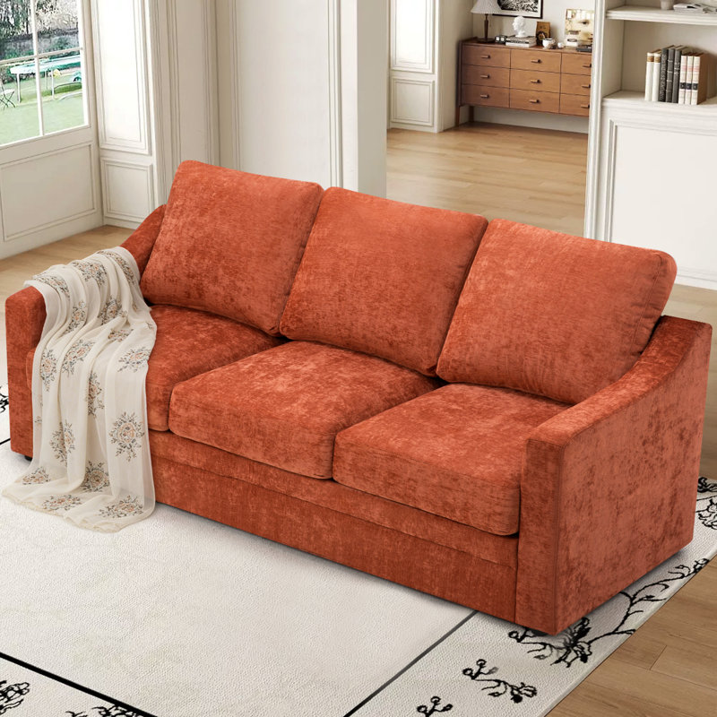 83"  Upholstered 3 Seater Sofa With Thicker Seat Cushions, Comfy Chenille Modern Couch With Wider Armrests For Living Room, Apartment