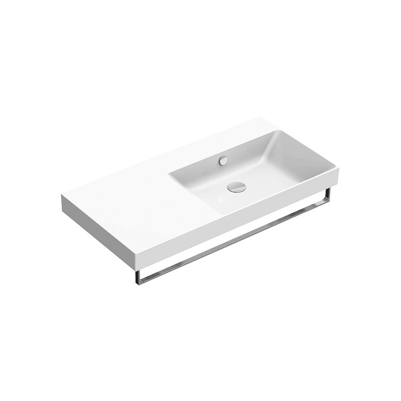 Catalano New Zero 19.69'' White Fireclay Rectangular Bathroom Sink with Overflow