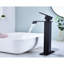 Robinet de lavabo de salle de bain, bec cascade, poignée simple, noir mat, acier inoxydable, aérateur de 1,2 gallon par minute, poignée de l'ensemble de bonde escamotable-121645625
