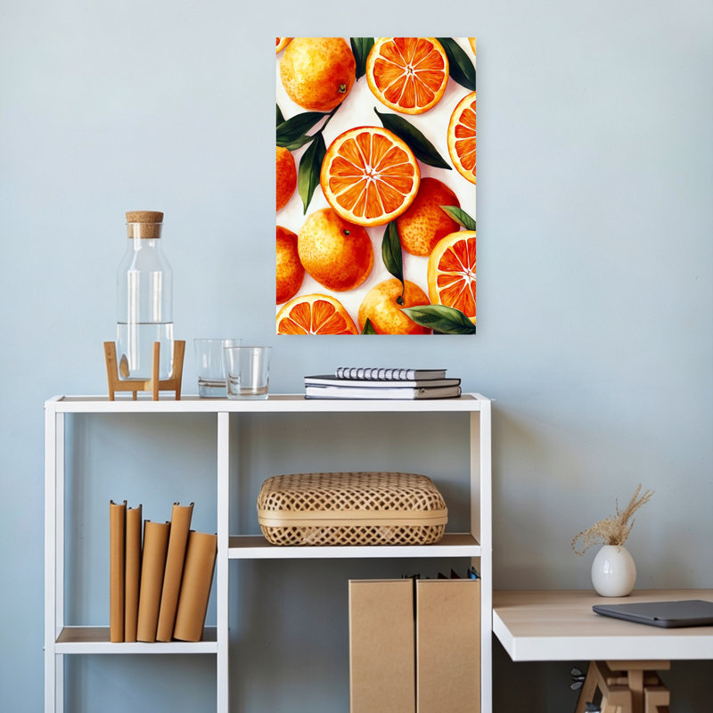 «Vibrant Oranges», art abstrait de fruits tropicaux, H 18 po x l 12 po