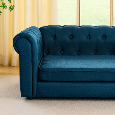Confortable animal bleu foncé pour grands et grands chiens, structure surélevée, rembourrage épais, 26,5 po de largeur, 130 lb de poids, rembourrage, 17,5 po de hauteur,