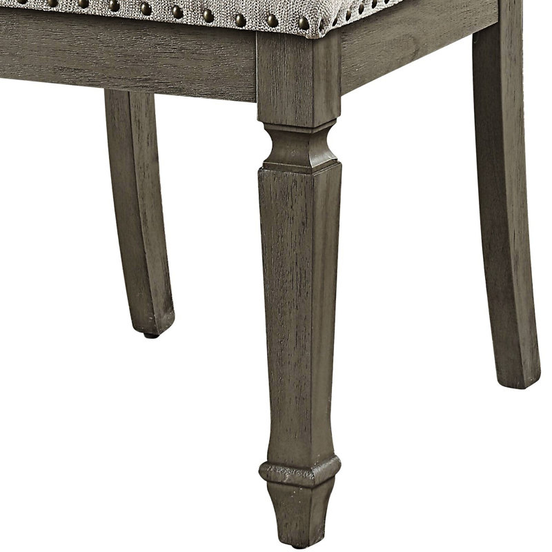 2 chaises d'appoint rustiques - lin beige, chêne vieilli avec 2 finitions en lin, design en bois