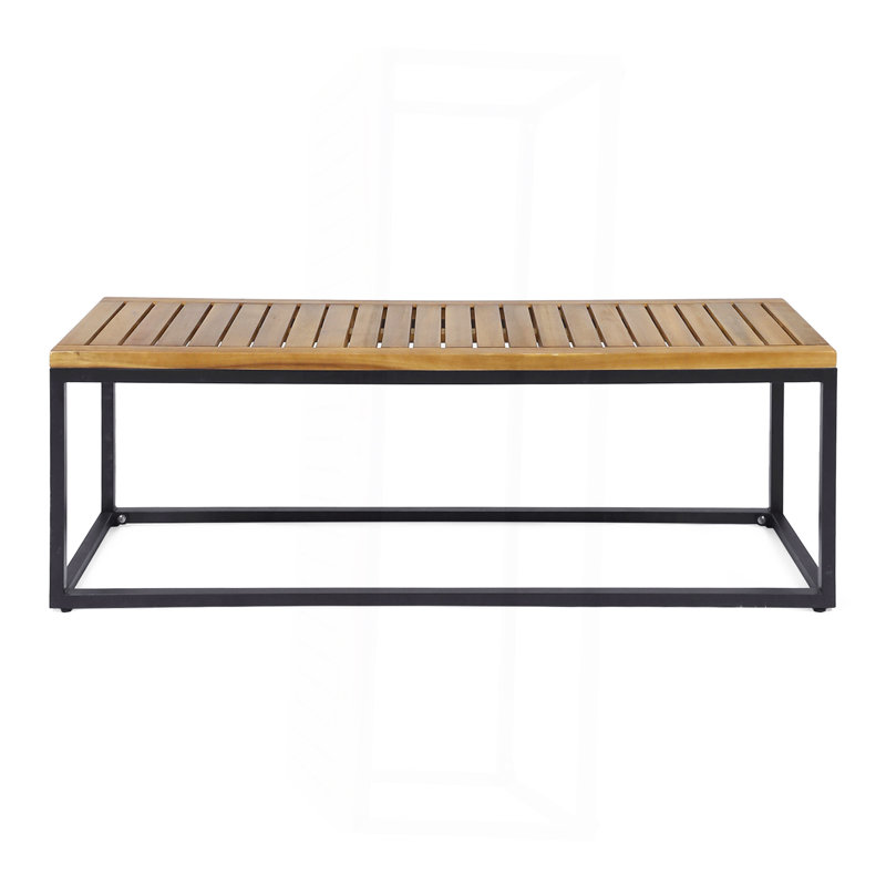 Banc industriel en bois et métal, Teck / noir