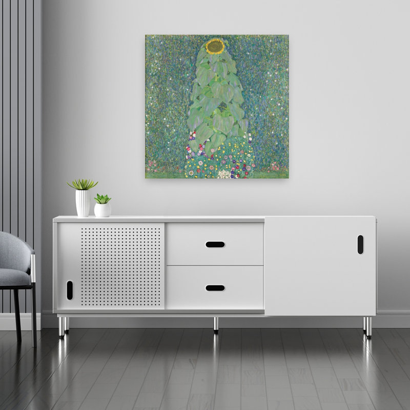 Sunflower, 1907-08 Abstract Contemporary Wall Art Print by Gustav Klimt - 1 Piece Wrapped Canvas Wall Art