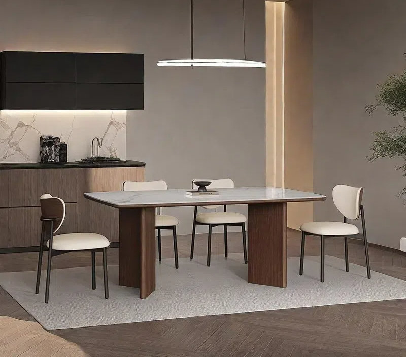 Ensembles de table de style français en bois massif de style français rétro., H 29,53 po x L 70,87 po x l 31,5 po