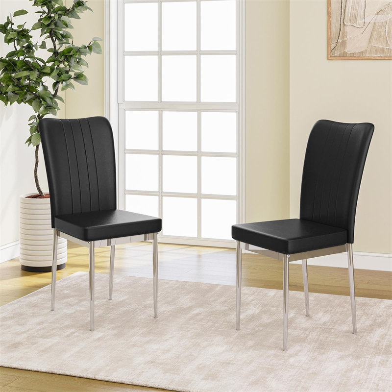 Albiery 47cm H Upholstered Metal Parsons Chair, Black
