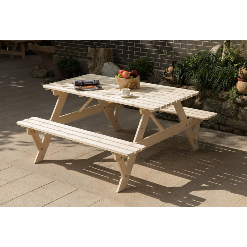 Table de pique-nique en bois Parlington, Beige