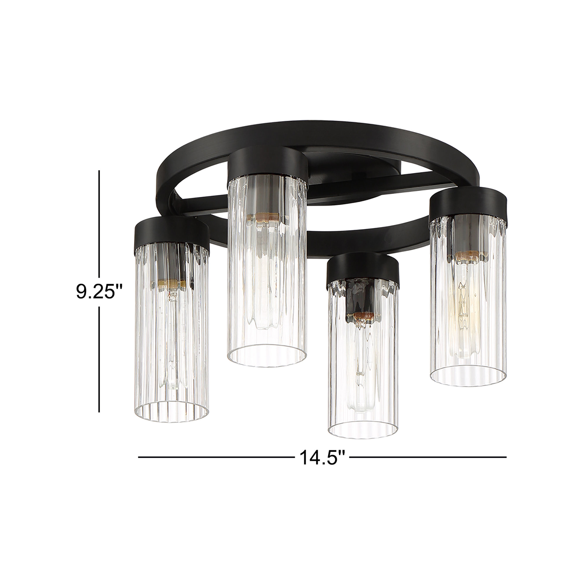 Dominique 4 Light Glass Semi Flush Mount