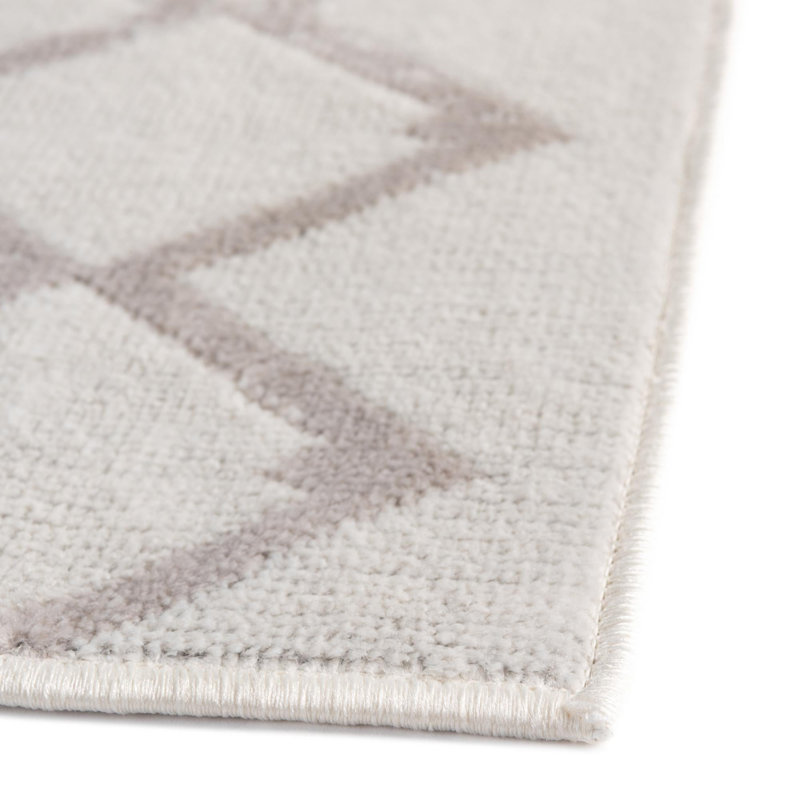 Tapis géométrique blanc / gris Junius, Rectangle 5 pi 3 po x 8 pi