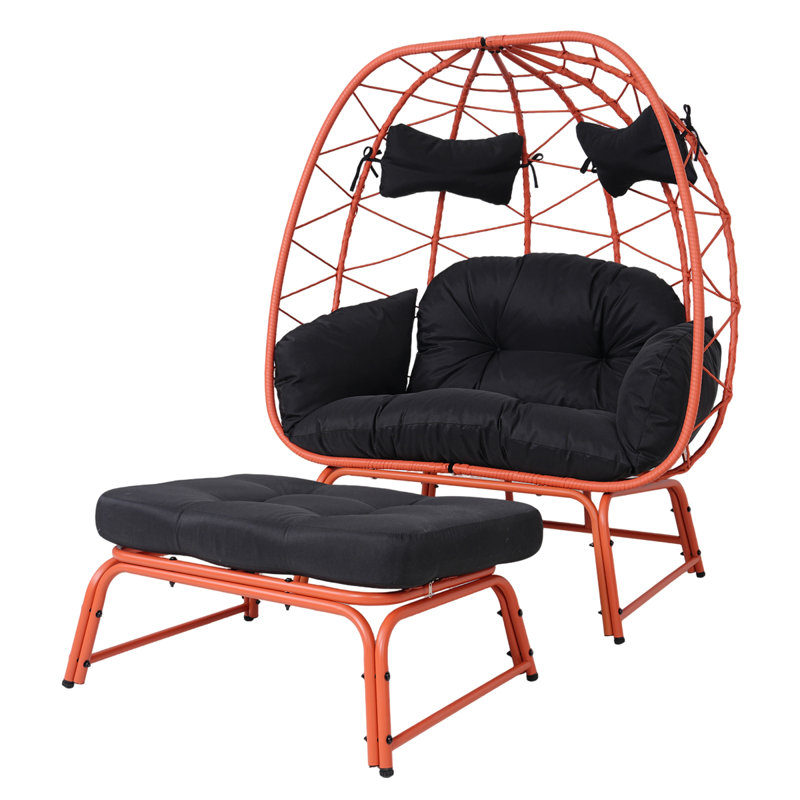 Chaises longues spacieuses de style bohème en rotin d'acier pour la maison de patio