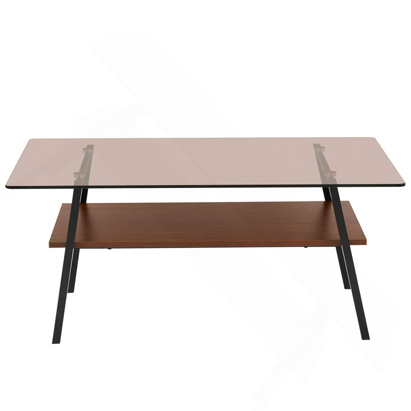 Modern Rectangle Coffee Table With Tempered Glass Top And Metal Legs, Stylish And Functional For Any Living Room.