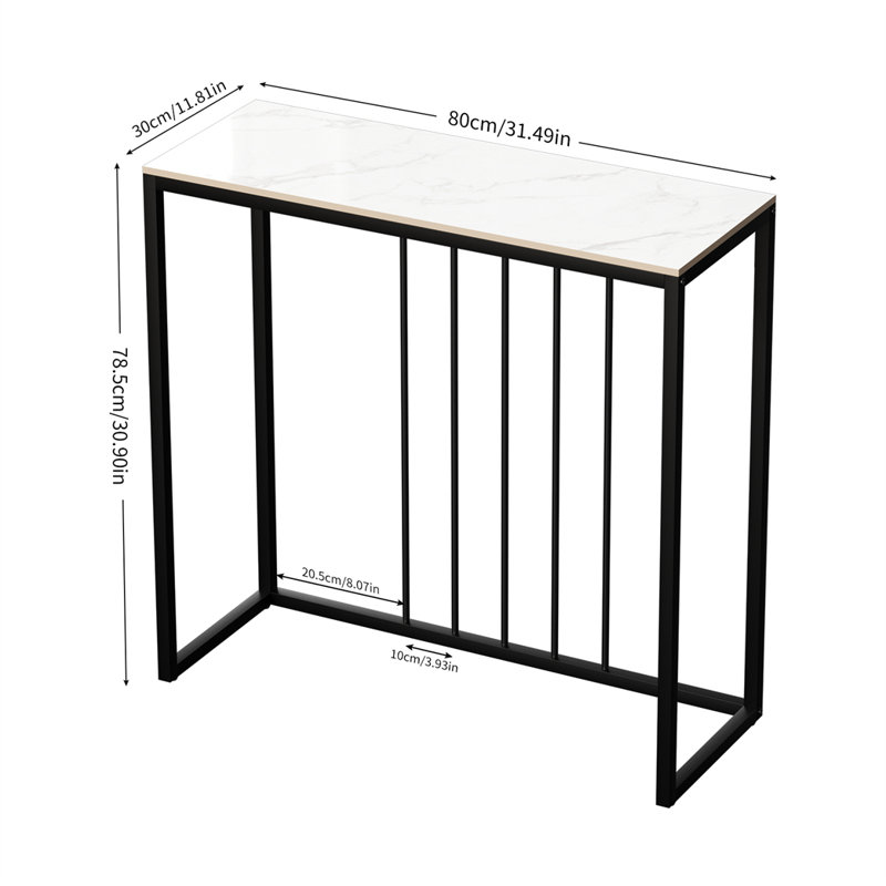 Rissa 80cm Stone Top Console Table, Glossy White