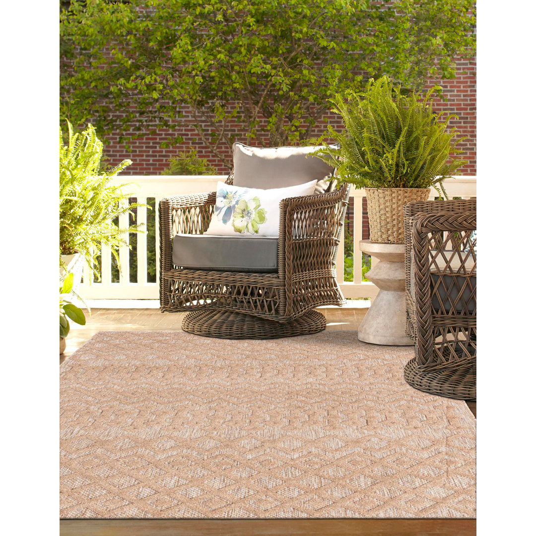 Groce Geometric Indoor / Outdoor Area Rug in Beige Langley Street® Rug