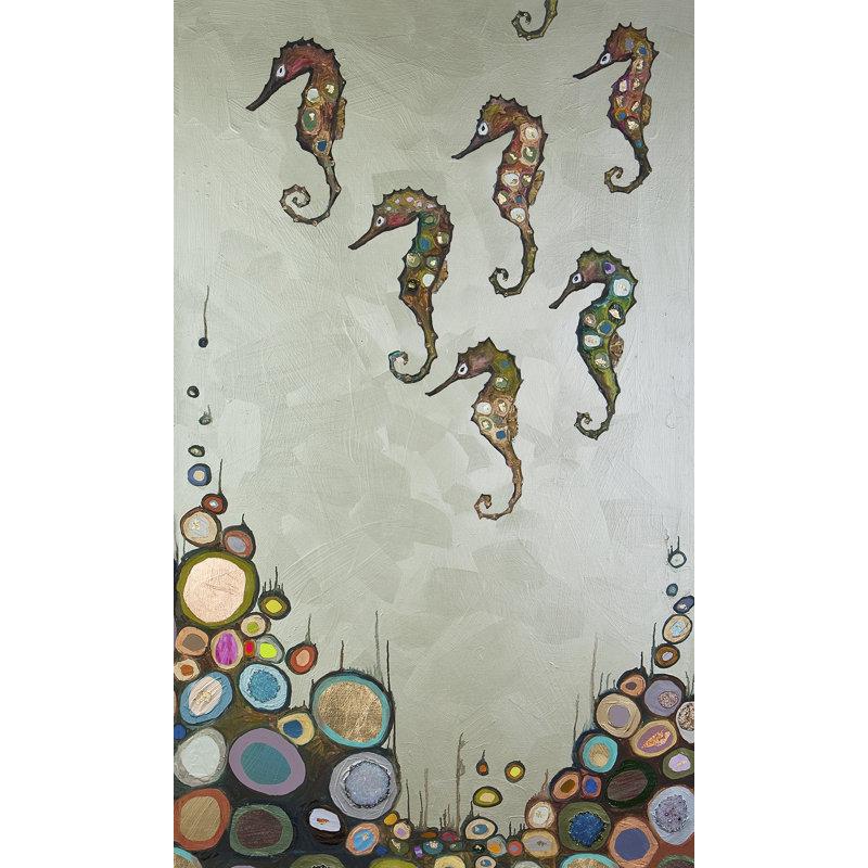 Hippocampes par Eli Halpin - reproduction d'art sur toile tendue, H 18 po x l 12 po