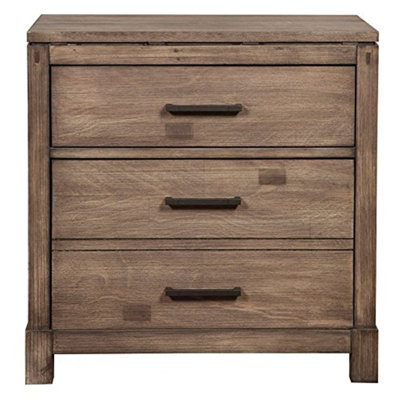 Home Imports Emporium Sydney Weathered Grey 3 Drawer Nightstand with Felt Lined Top Drawer