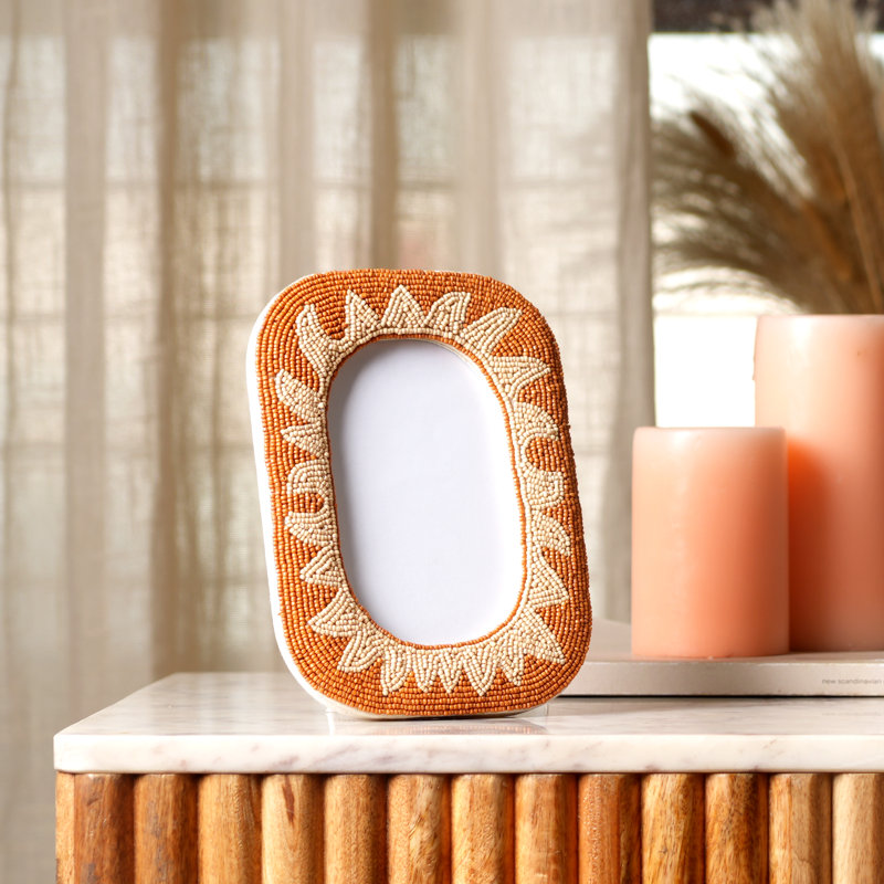 Beads Picture Frame, Brown/Beige
